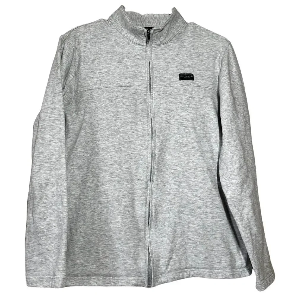 Travis Mathew Cash Out Fleece Jacket Mock Neck Athletic Heather Gray Small